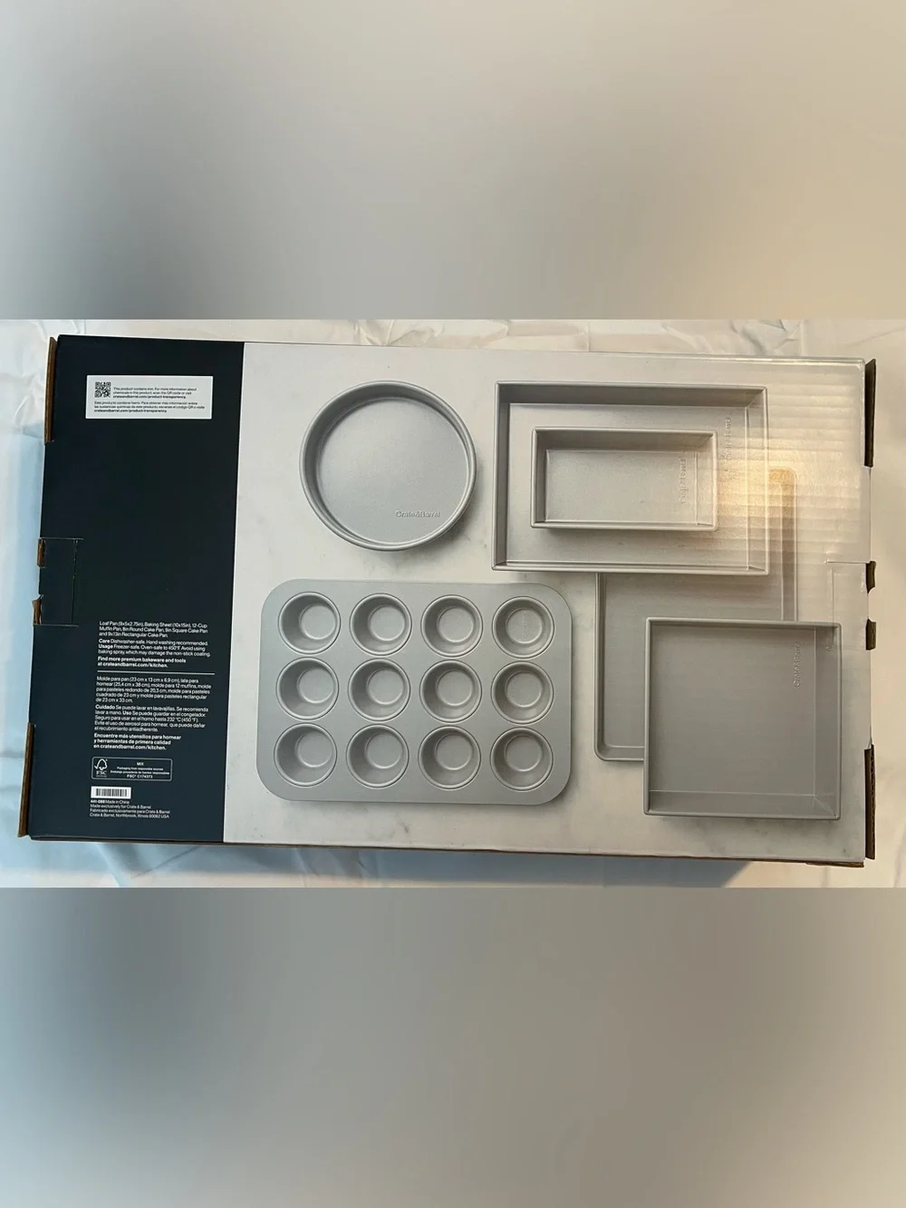 Crate & Barrel Silver 6-Piece Silver Silicone Nonstick Bakeware Set